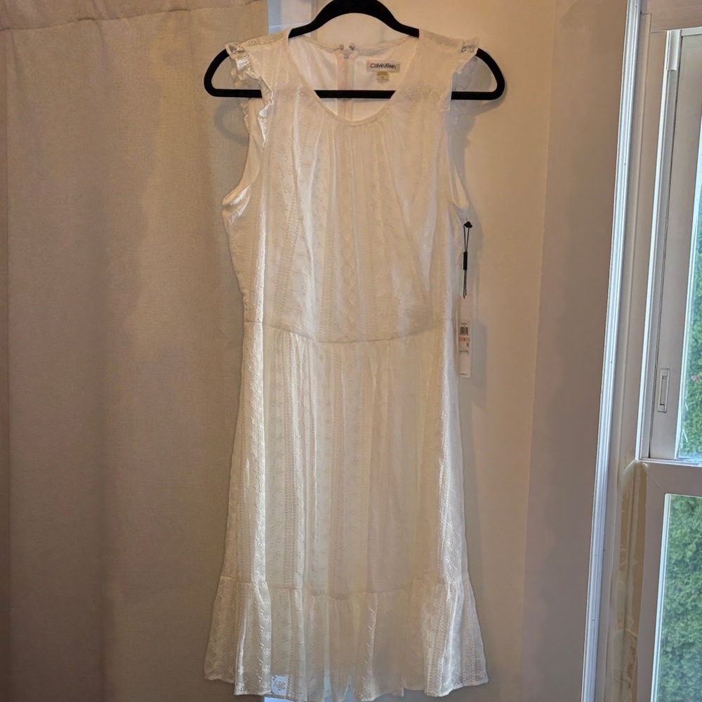 Calvin Klein White Lace Midi Dress